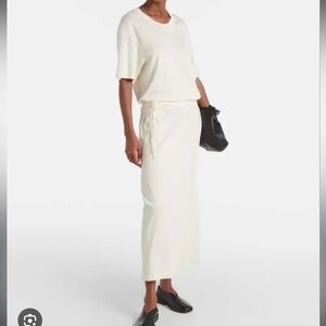 Lemaire Belted Cotton Maxi Dress Tie Waist White Small Minimalist Quiet Luxury
